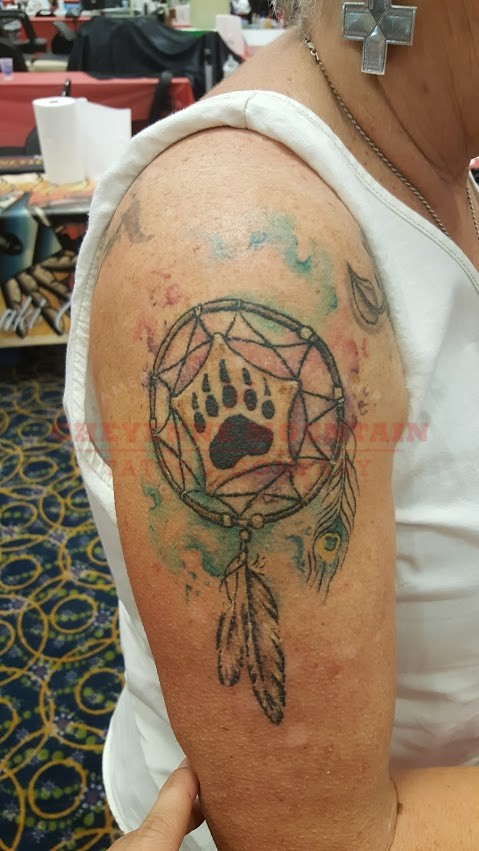 Dream Catcher Bear Paw Cheyenne Mountain Tattoo